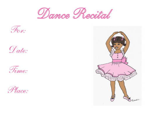 ballet DANCE RECITAL invitation African American cute 