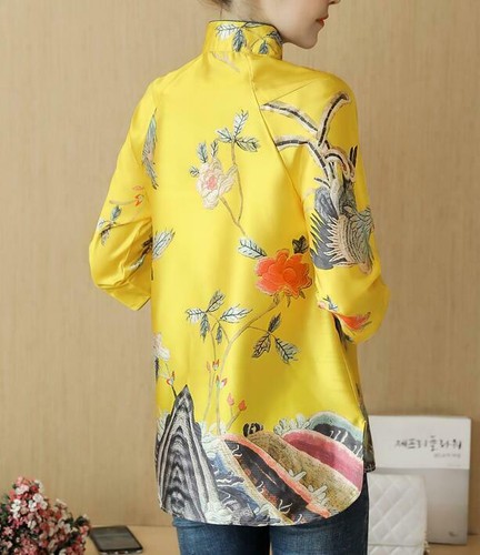 Retro Womens Chinese Embroidery 3//4 Sleeve Qipao Tops Casual Blouses Shirts New
