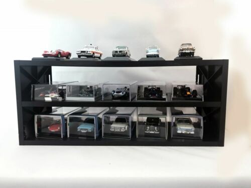 WHITE DISPLAY SHELVES BL61 BL66 LMG1 BLACK RED suitable for 15 x 1:43rd cars