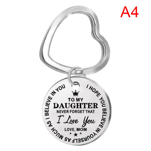 Stainless Steel Keychain Engraved To My Son Daughter Forever Love Mom Keyring A& 