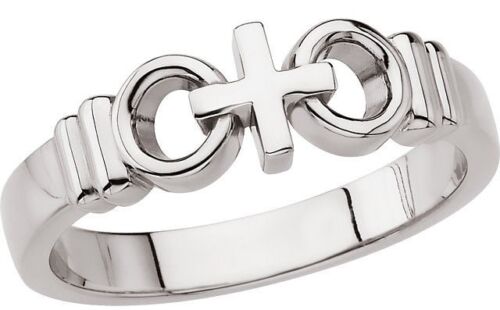 New Ladies 0.925 Sterling Silver Joined By Christ Religious Wedding Band Ring