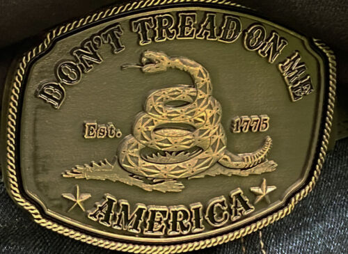 Don't Tread on Me Belt Buckle Gadsden Flag Snake Bronze 