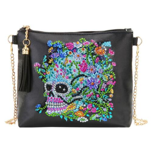 DIY Skull Flower Special Shaped Diamond Painting Leather Chain Shoulder Bag