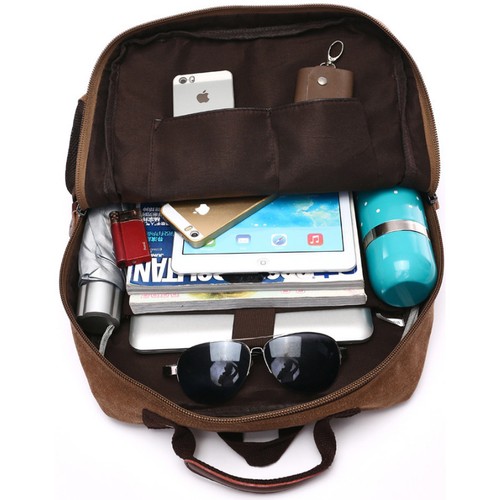 Men Canvas Rucksack Backpack Military School Travel Camping Hiking Large Bag