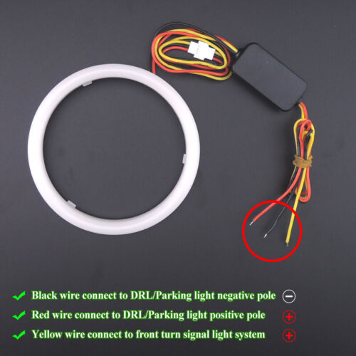 2x White Amber 3.0/" Switchback LED Angel Eyes Halo Rings Car Headlight Retrofit