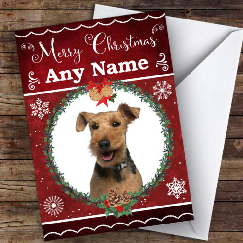 Welsh Terrier Perro Animal tradicional tarjeta de Navidad Personalizado