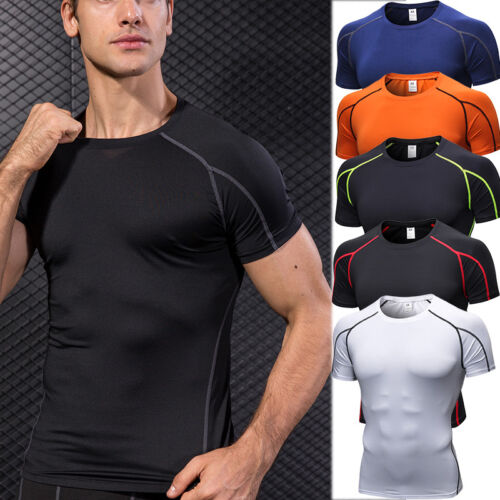 Men/'s Compression Shirt Gym Workout Athletic Running Basketball Top Wicking Tee