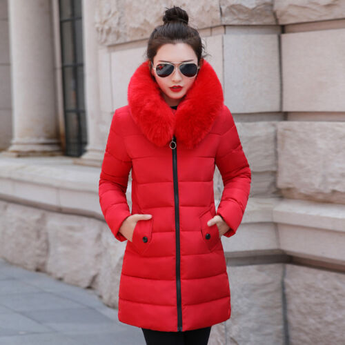 Womens Long Sleeve Medium-long Style Padded Warm Zipper Hooded Fashion Coat B634 