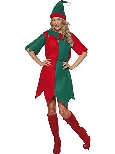 CLASSIC ELF LADIES CHRISTMAS SANTA HELPER COMPLETE OUTFIT COSTUME FANCY DRESS