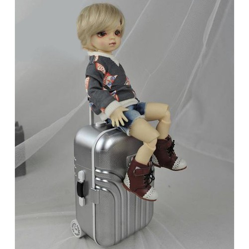 1//6 Scale Dollhouse Suitcase Luggage Case Toy Dolls Accessories Silver
