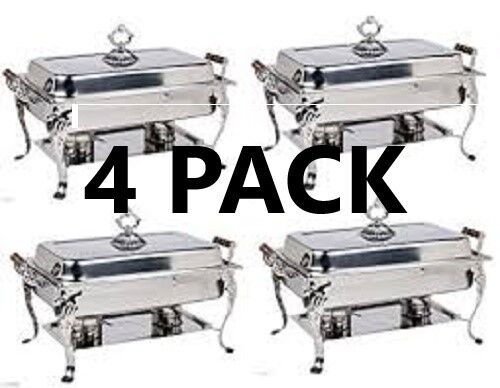 4 PACK Catering Classic STAINLESS STEEL Chafer Chafing Dish Set 8 QT Buffet Full