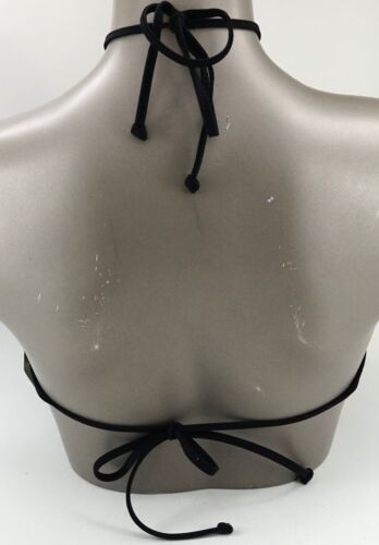 Details about   New Victoria's Secret PINK Black Sequined Flounce High Neck Halter Bikini Top S 