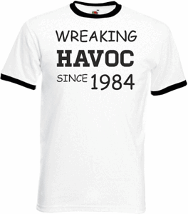 36th Birthday Gifts Presents Year 1984 Unisex Ringer T-Shirt Wreaking Havoc