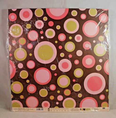 Green Brown Scrapbook Paper 2 Pages 12x12 Double Sided Dots Circles Mini EK 