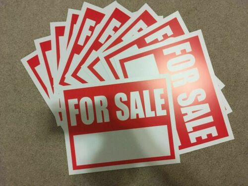 10 Pcs 9 x 12 Inch Red /& White Flexible Plastic /" For Sale /" Sign