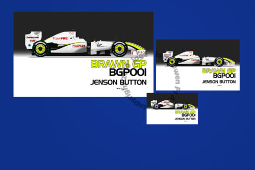 Scuderia GP Jenson Button Brawn GP 001 2009 F1 Sticker 