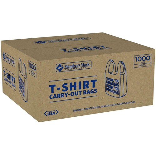T-SHIRT THANK YOU Carry Out Plastic Bags Recyclable Retail Shopping bags 1000CT