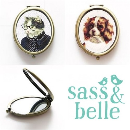 chien habille miroir compact rétro Sass /& belle cadeau pour les amateurs de chat chien Chat