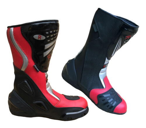 Motorcycle Black Blue Red Leather Waterproof Motorbike Winter Race Boots 7-14