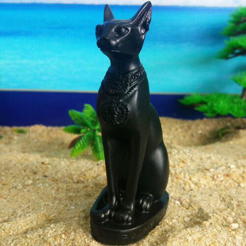 Egyptian Goddess Black Cat Bastet Figurine Resin Statue Home Decor Collection