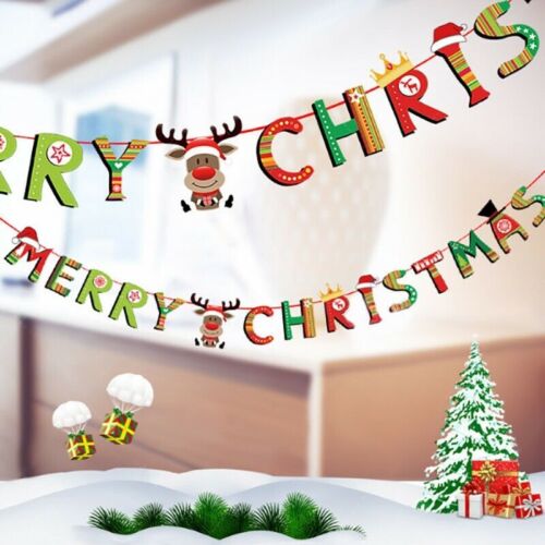 Multi Style Christmas Hanging Banner Xmas Party Santa Claus Elk Sock Decor 2020