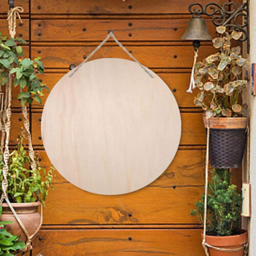 DIY BLANK ROUND WOOD PLAQUES HOME DOOR DECORATION HANGING PENDANT WELCOME SIGNS 
