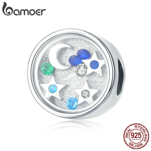 Bamoer S925 Sterling Silver charms Starry Sky With Zircon Fit Bracelet Jewelry