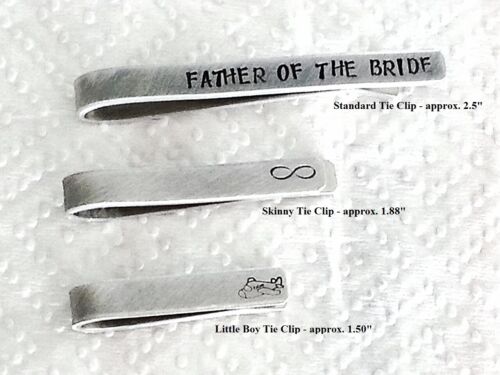 Personalized Hand Stamped Standard Tie Bar Clip Wedding Anniversary Graduation G 