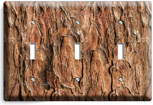 RUSTIC CEDAR TREE BARK CRACKED WOOD LIGHT SWITCH OUTLET WALL PLATE ROOM HD DECOR 