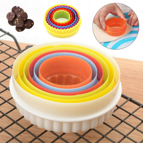 6 PACK COOKIE SCONE CUTTERS TWIN EDGE CRINKLE ROUND CAKE PASTRY BAKE MOLD SET