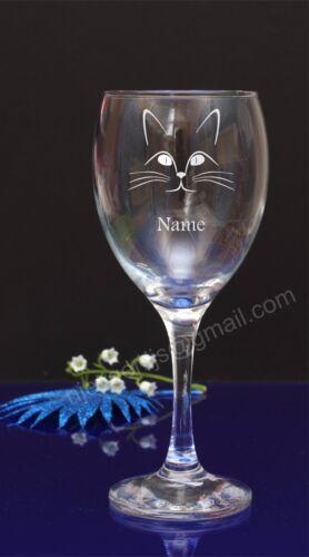 Personalised Cat engraved wine glass Birthday,Christmas gift present190