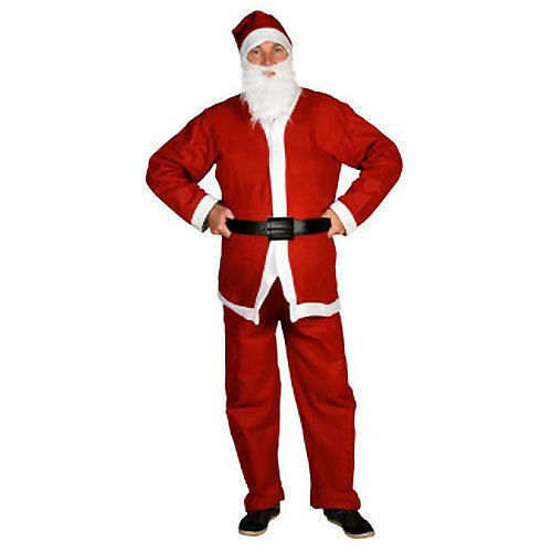 Vestito Abito Costume Travestimento Da Babbo Natale Taglia Unica 5 Pezzi Rosso