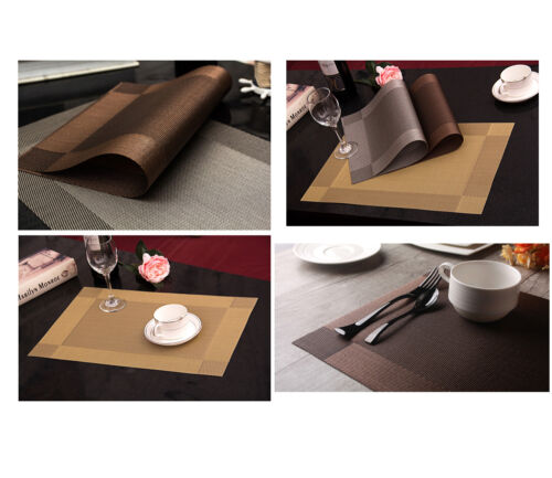 Set Manteles PVC Manteles individuales mesa de comedor Pad Tejido Tejida Efecto Moderno 2//4 un