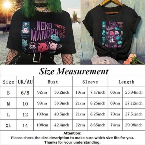 Neko Mancer T Shirt Women Aesthetic Tee O Neck Witch Satantic Gothic Tops dsa