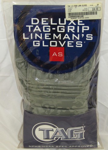 NEW TAG GREY DELUXE TAG-GRIP FOOTBALL LINEMANS GLOVES S M