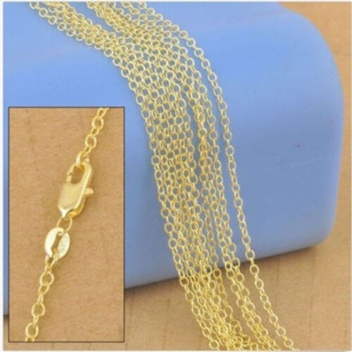 Lot 18K Yellow Gold Plated Rolo Chain Necklace Wedding Jewelry 16-30Inch 1/5Pcs 