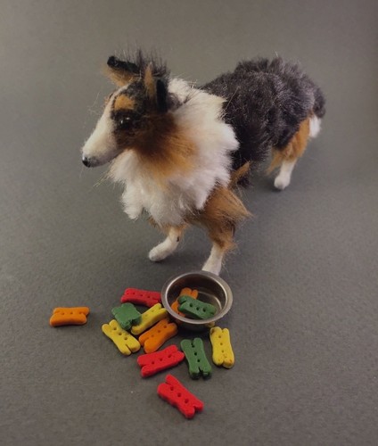 Casa de muñecas en miniatura de color Cachorro Perro galletas Canis Minor Miniatures