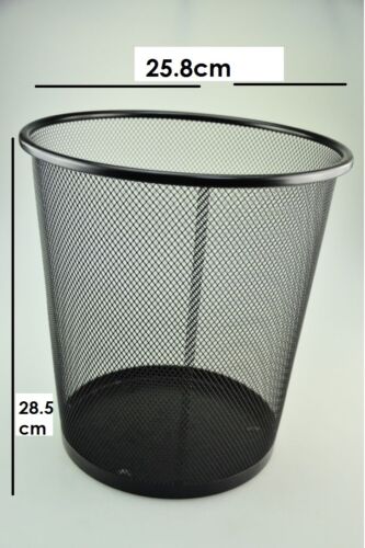 Waste Organize 1 X Black Metal Basket Cylindrical Rubbish Bin for Cleaning