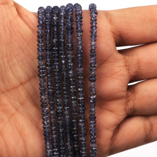 AAA Quality Natural Iolite Faceted Beads Loose Rondelle Gemstone Strand 13" A 