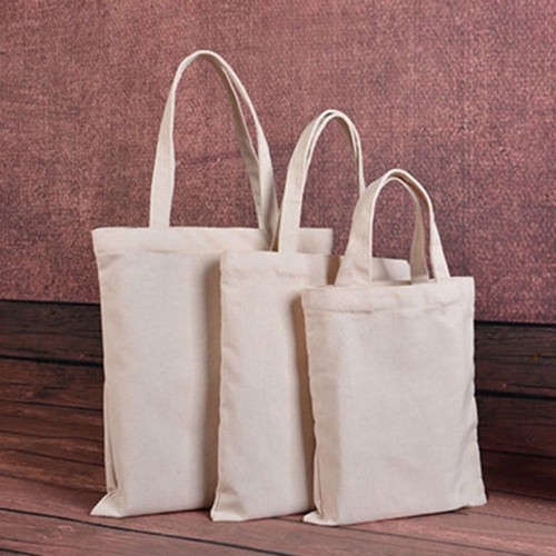 Beige Tote bag Plain Shopping Shoulder Tote Shopper Bags Cotton Cloth Bag C#/&