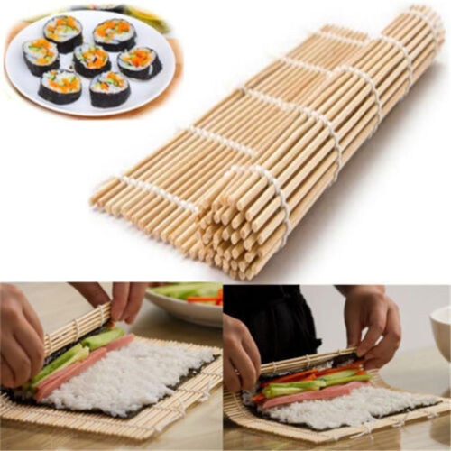 Sushi Mat Bamboo Maker Kit Rice Roll Mold Kitchen DIY Mould RollerRice Paddle g7 
