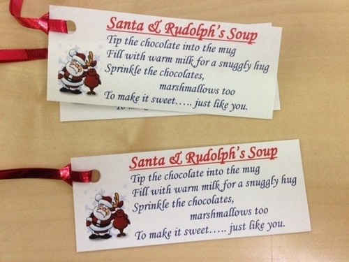 x15 Santa Soup Labels Christmas Eve Box Stocking Reindeer Hot Chocolate Snowman