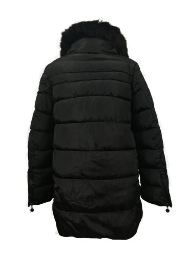 NEW Women Big Quilted Padded Puffy Puffer Long Parka Jacket Coat Faux Fur Trim