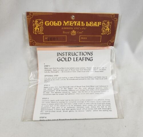 25 Sheets 5.5/" x 5.5/" Made Japan Vintage NOS 1970s Royal Coat GOLD METAL LEAF