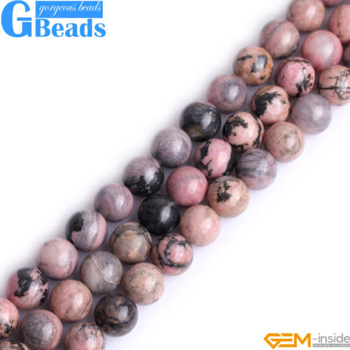 Natural Black Rhodonite Round Beads For Jewelry Making Free Shipping Strand 15" 