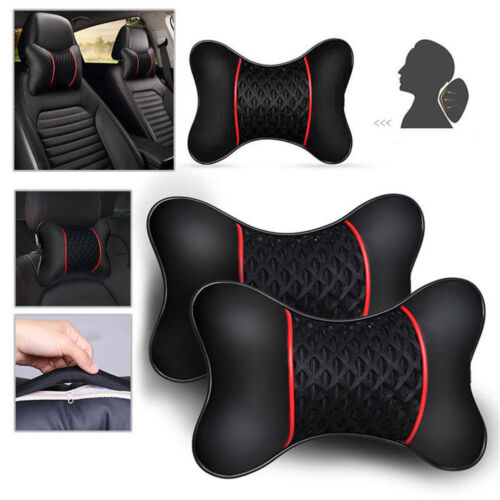 2Pcs//set PU Leather Car Seat Headrest Head Pillow Pad Neck Rest Support Cushion