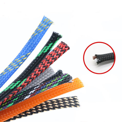 Ø3~50mm Black-Red PET Braided Sleeving Cable Harness Sheathing Expandable Sleeve