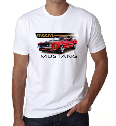 Mustang Mach 1 1969 Mens Kids T shirt Top Racing Car WhiteDT 