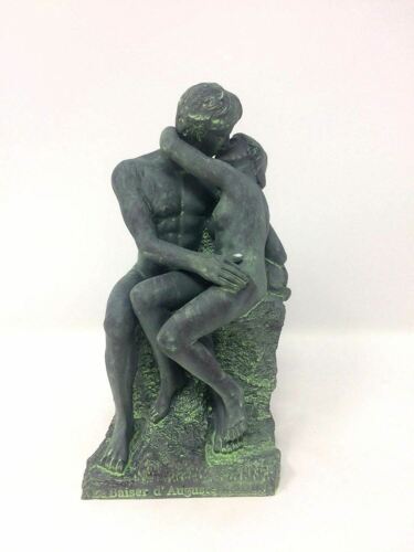 Classic Styled Lovers Antique Bronze Effect Sculpture Entitled The Kiss 