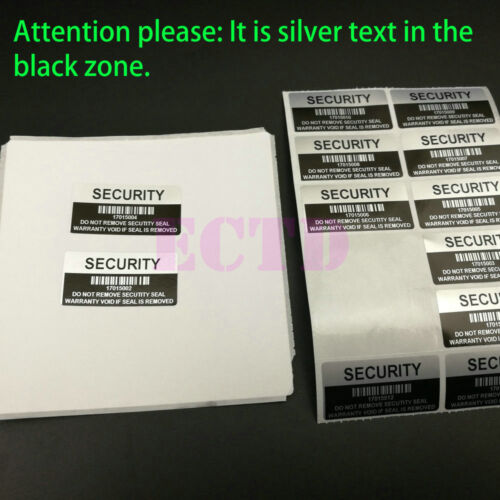 500 ~VOID Security Label Removed Tamper Evident Warranty Sticker Silver /& Black